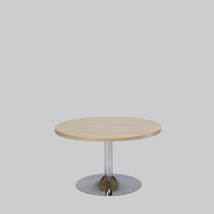 Coffee-table TROMPET chromium/top in oak Ø 80
