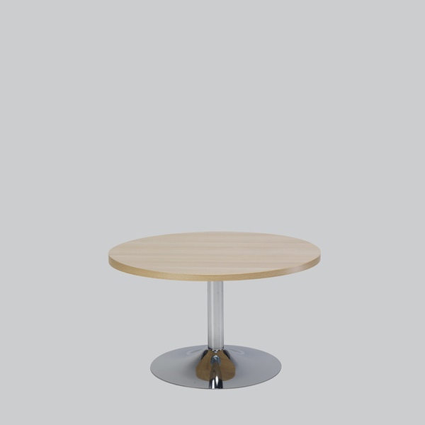 Coffee-table TROMPET chromium/top in oak Ø 80