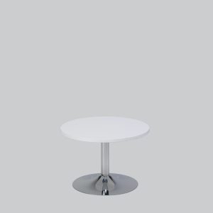 Coffee table TROMPET chromium/top white Ø80