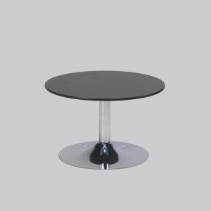 Coffee-table TROMPET chrome H43/black top Ø 64 trespa