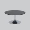 Coffee-table TROMPET chrome H43/black top Ø 80 trespa