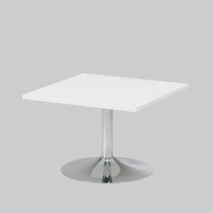 Coffee-table TROMPET chromium/top in white 65x65