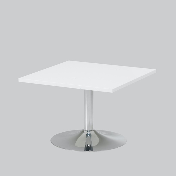Coffee-table TROMPET chromium/top in white 65x65