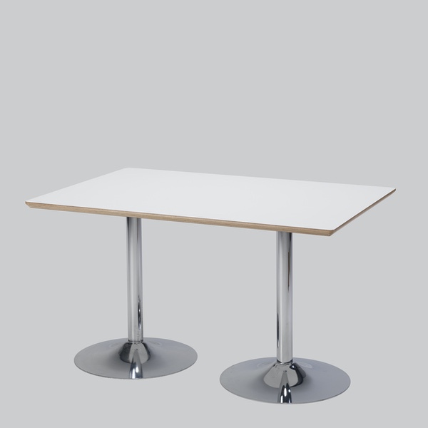 Writing-table TROMPET chrome/white top 120x80 smooth edge
