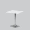 Writing-table TROMPET chromium/top in white 65x65