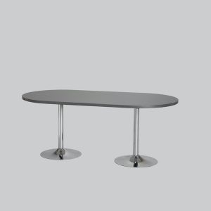 Conference-table TROMPET chromium/black oval top 180x90