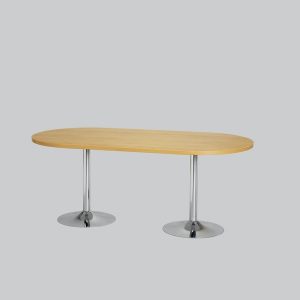 Conference-table TROMPET chromium/top in beech oval 180x90
