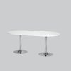 Conference-table TROMPET chromium/white paper-clip top 180x90