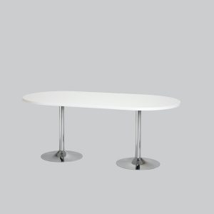 Conference-table TROMPET chromium/white paper-clip top 180x90