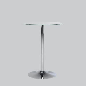 Poseur-table TROMPET chromium leg/opal glass Ø 80