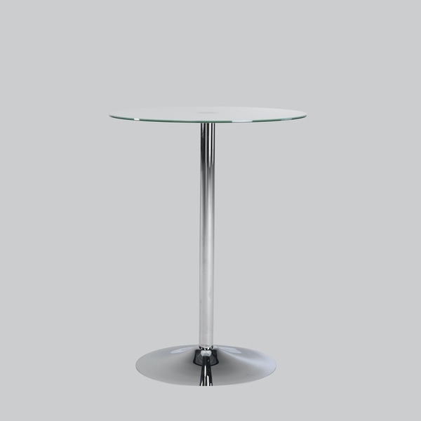 Poseur-table TROMPET chromium leg/opal glass Ø 80