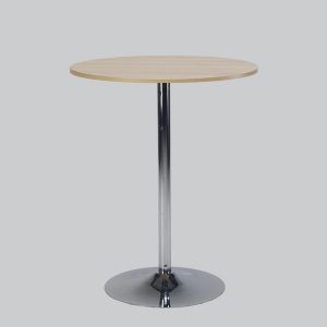 Poseur-table TROMPET chromium/top in oak Ø 80