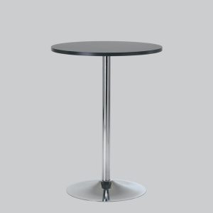 Poseur-table TROMPET chromium leg/black top Ø 80