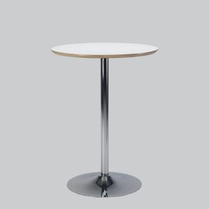 Poseur-table TROMPET chrome/white top Ø 80 smooth edge