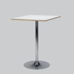Poseur-table TROMPET chrome/white top 80x80 smooth edge
