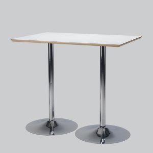 Poseur-table TROMPET chrome/white top 120x80 smooth edge